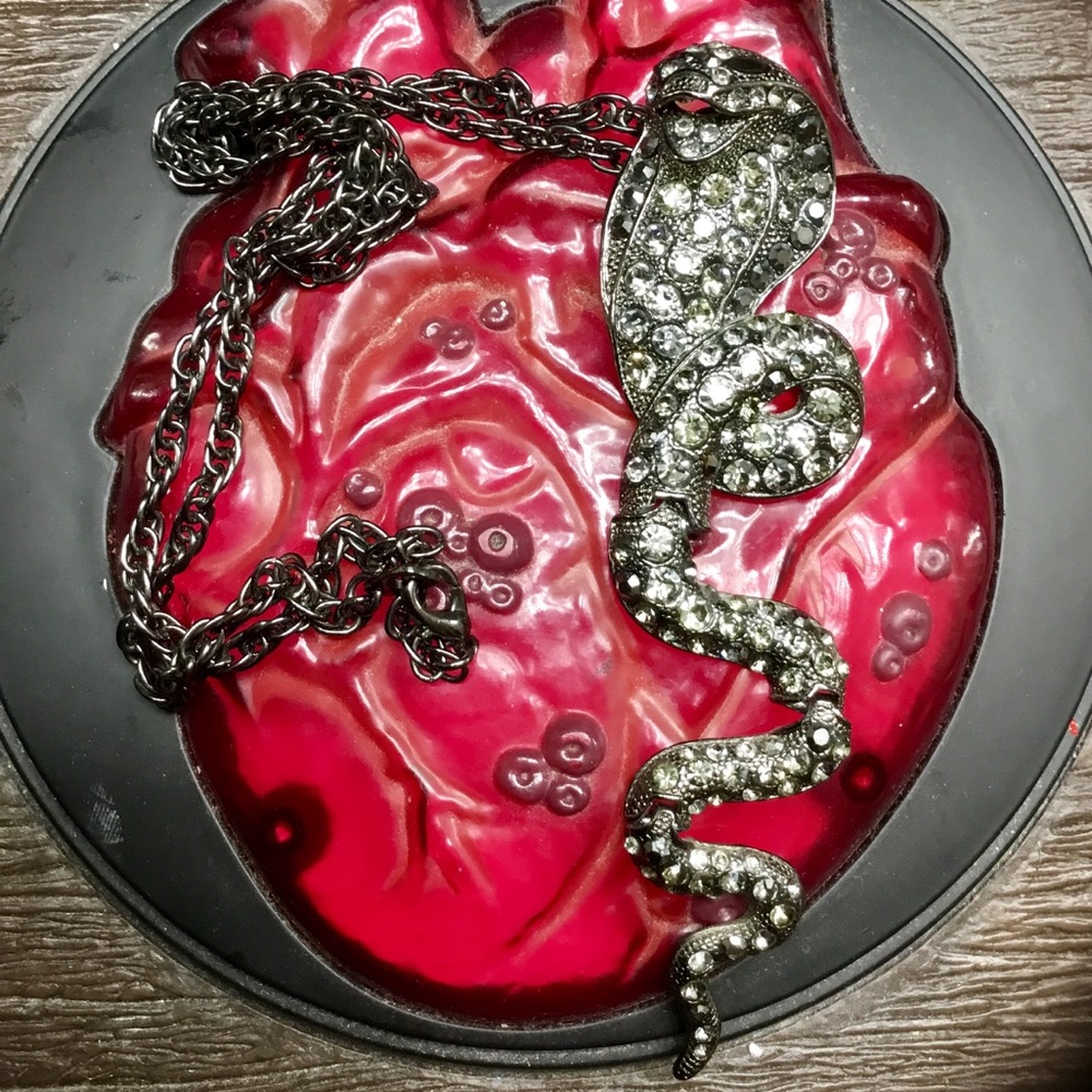 Cobra snake necklace rhinestone pendant chain 🐍